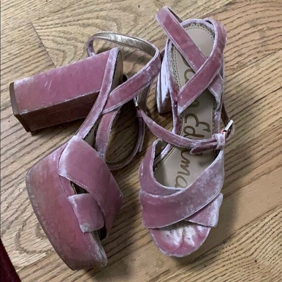SAM ELDERMAN VELOUR‎ OPEN TOE SANDALS SIZE 7 - Picture 1 of 6